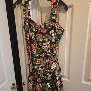 Collectif Floral Tiki Sarong Dress Size Small/UK 10, NWOT